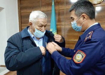 Түркістан облысында  ІІО-ның ардагері Үсенті Аманов «ІІМ-нің құрметті ардагері» омырау белгісімен марапатталды