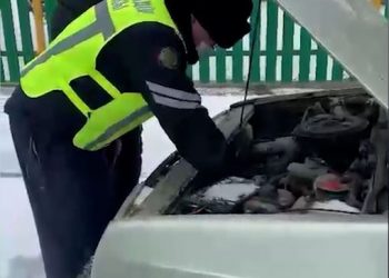 Арыстық  полицейлер жолда қалған жүргізушінің көлігін жөндеп, көмек көрсетті