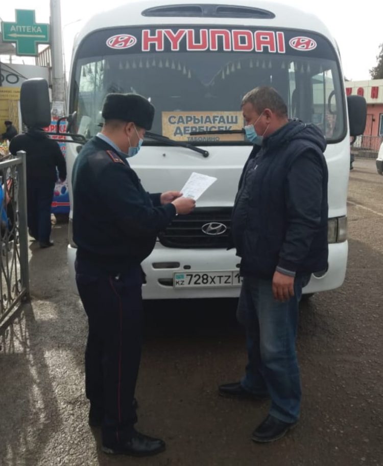 Түркістан облысында «Автобус» іс-шарасы бойынша тәулік ішінде 24 хаттама  түзілген