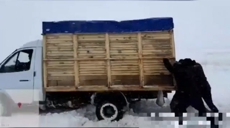 Қарға батып қалған жүк көлігін сүйреп шығарған полицейлерге тұрғын алғыс айтты