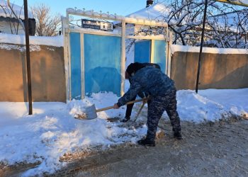 Полицейлер қарт әжейдің ауласын қардан тазартып, отын-суын даярлап  берді