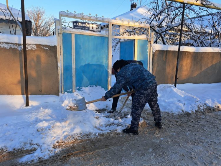Полицейлер қарт әжейдің ауласын қардан тазартып, отын-суын даярлап  берді